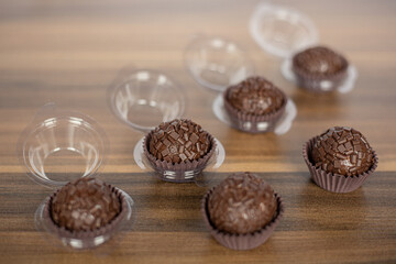 A collection of brigadeiros, traditional Brazilian chocolate sweets