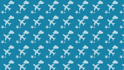 Airplane in the sky background, wrapping paper