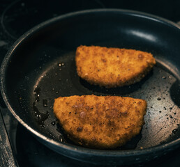 cordon bleu cooking in a frying pan. cook meat at home