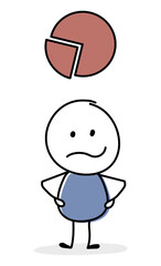 Angry stickman with graph symbol. Business concept. Vector