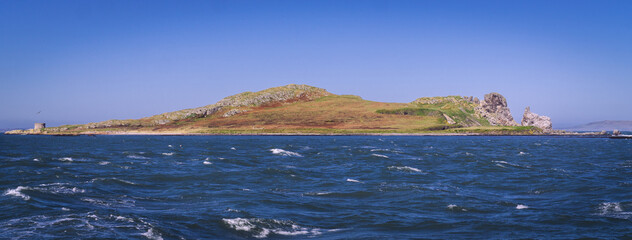Ireland's eye island taken from the sea. Home of seabirds and seals.