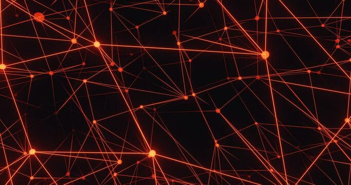 Orange wireframe sci-fi technology animation loop. 3d rendering.