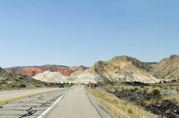 UT-18 Highway near White Rocks in Snow Canyon State Park, Utah, United States