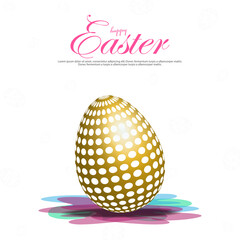 Gold egg with isolated decoration on white background.