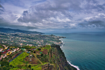 Fototapeta na wymiar Madeira island, Portugal. Landscape Cabo Girao, Atlantic ocean, sea cliff; the second highest in the world at 589 m.
