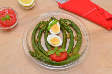 nutritious breakfast boiled eggs and vegetables