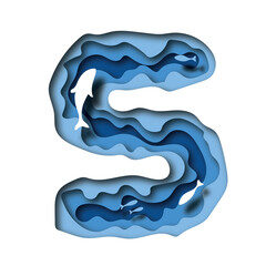 Letter S in deep water papercut design