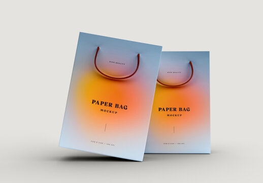 Paper Shopping Bag Mockup &ndash; Elegant Gradient Design with Dual Front View for Retail, Boutique, or Gift Packaging Presentation