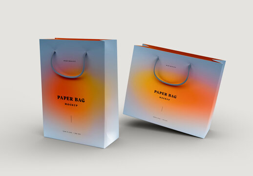 Dual Paper Bag Mockup &ndash; Modern Shopping and Gift Packaging Set on Light Background