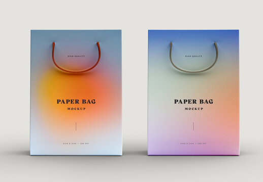 Twin Paper Bag Mockup &ndash; Modern Vertical Shopping Bags Set for Branding, Packaging, and Gift Presentation