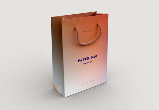 Gradient Paper Bag Mockup &ndash; Front Angle Scene for Shopping, Gift, and Boutique Branding Projects