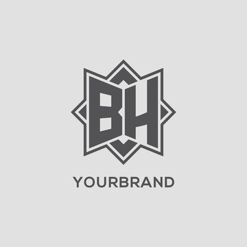 Monogram BH logo with eight point star style design