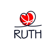 Ruth Calligraphy female name, Vector illustration.
