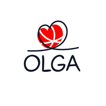 Olga Calligraphy female name, Vector illustration.