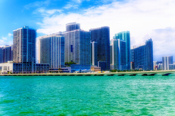Fototapeta na wymiar Aerial view over financial district of Miami, Florida, USA.