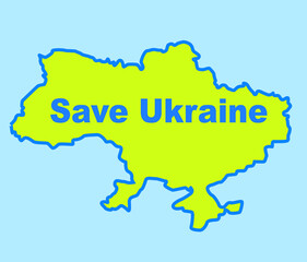 Yellow and blue contour of Ukraine