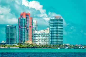 Modern buildings located at Miami Beach in Florida, USA.