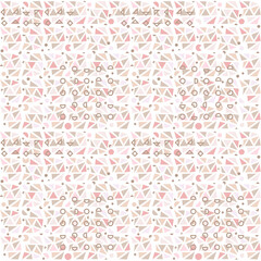 Triangles and circles geometric seamless pattern in pale colors