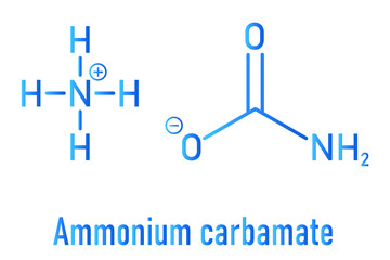 Ammonium carbamate, chemical structure. Skeletal formula.