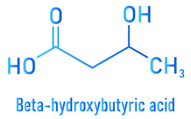 Beta-hydroxybutyric acid (beta-hydroxybutyrate) molecule. Skeletal formula.