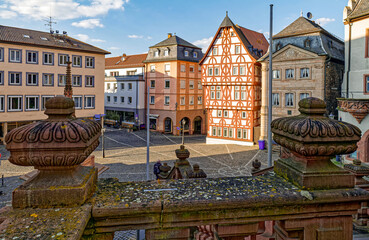 Blick von der Stiftspfarrei auf den Stiftsplatz, Aschaffenburg