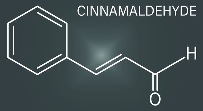 Cinnamaldehyde (cinnamic aldehyde) cinnamon flavor molecule. Skeletal formula.