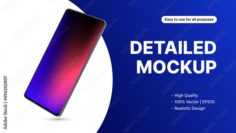Poster detailed smartphone mockup in rotated position. easy use for any purpose. editable tech banner templ