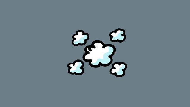 Flying four bubble smokes cartoon animation dynamic isolated. Doodle children animation style. Good for any project. Alpha channel included.