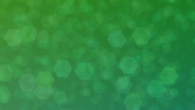 Motion graphics. forest green abstract defocused background, hexagon shape bokeh pattern