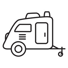 Obraz premium Camping design. RV trailer icon. Vintage travel. Road trip.Isolated on white background. Outline vector illustration.