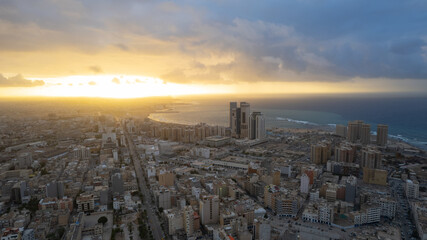 December 30, 2021: Capital of Libya, Tripoli seafront skyline view.
