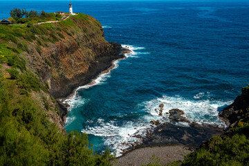 Fototapeta na wymiar lighthouse on coast of island