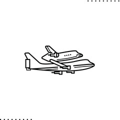 The final flight of space shuttle, escort vector isolated icon in outline