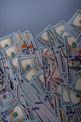 American dollars on a gray background. Finance and business.