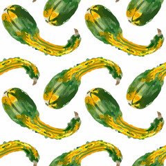 Watercolor vector illustration of seamless pattern with pumpkins