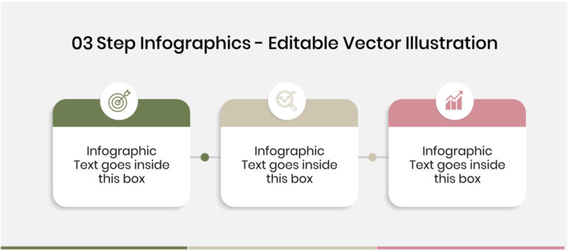 3 Steps Infographics Design Template - Graph, Pie chart, workflow layout, squire diagram, brochure, report, presentation, web design. Editable Vector illustration