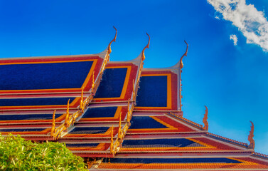 Fototapeta na wymiar Traditional Buddhist temple structure in Bangkok, Thailand.