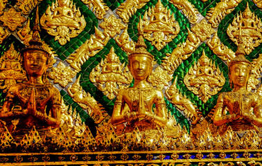 Traditional statue as symbol in Thai religion located in temple in Thailand.