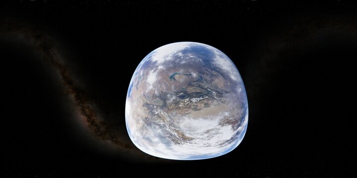 360 degree environment map of an orbital view of the earth in a height of 1000 km above Ile Alatau National Park.