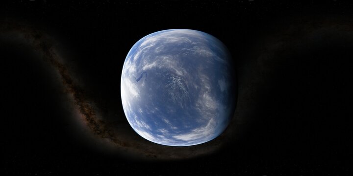 360 degree environment map of an orbital view of the earth in a height of 1000 km above putorana State Natural Reserve in Russia.