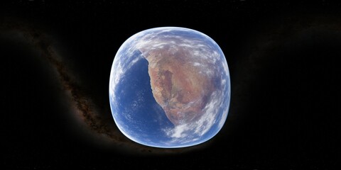 360 degree environment map of an orbital view of the earth in a height of 1000 km above Desert Namib in Namibia / Africa.