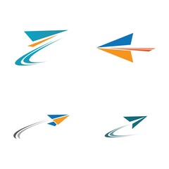 Fototapeta na wymiar Paper Plane aircraft trail Signature Icon Logo Design