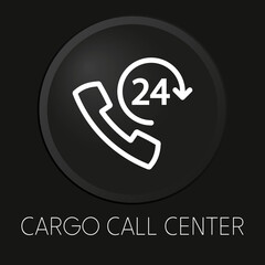 Cargo call center minimal vector line icon on 3D button isolated on black background. Premium Vector