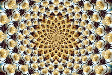 Yellow fractal mirror abstract of a fuel injection line