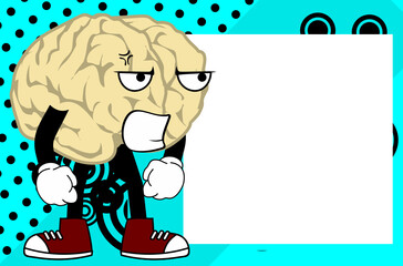 angry brain character cartoon pictureframe background in vector format