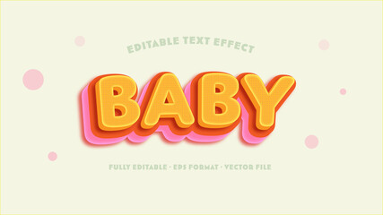 Fototapeta na wymiar Baby Editable Text Effect with Soft Tone Color Combination