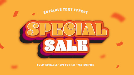 Special Sale Editable Text Effect in Bold Orange and White Color and Falling Confetti Element