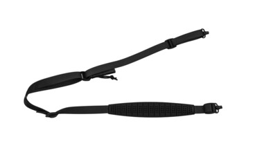 Black nylon shoulder strap for a gun isolated on white back