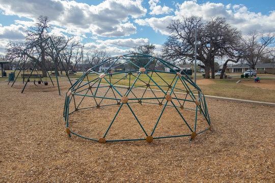 Close up, Iron dome in the playground in the park. 