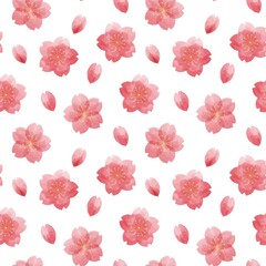 綺麗な水彩の桜のシームレスパターン、背景/ Beautiful Watercolor Cherry Blossom Seamles Pattern,　Background